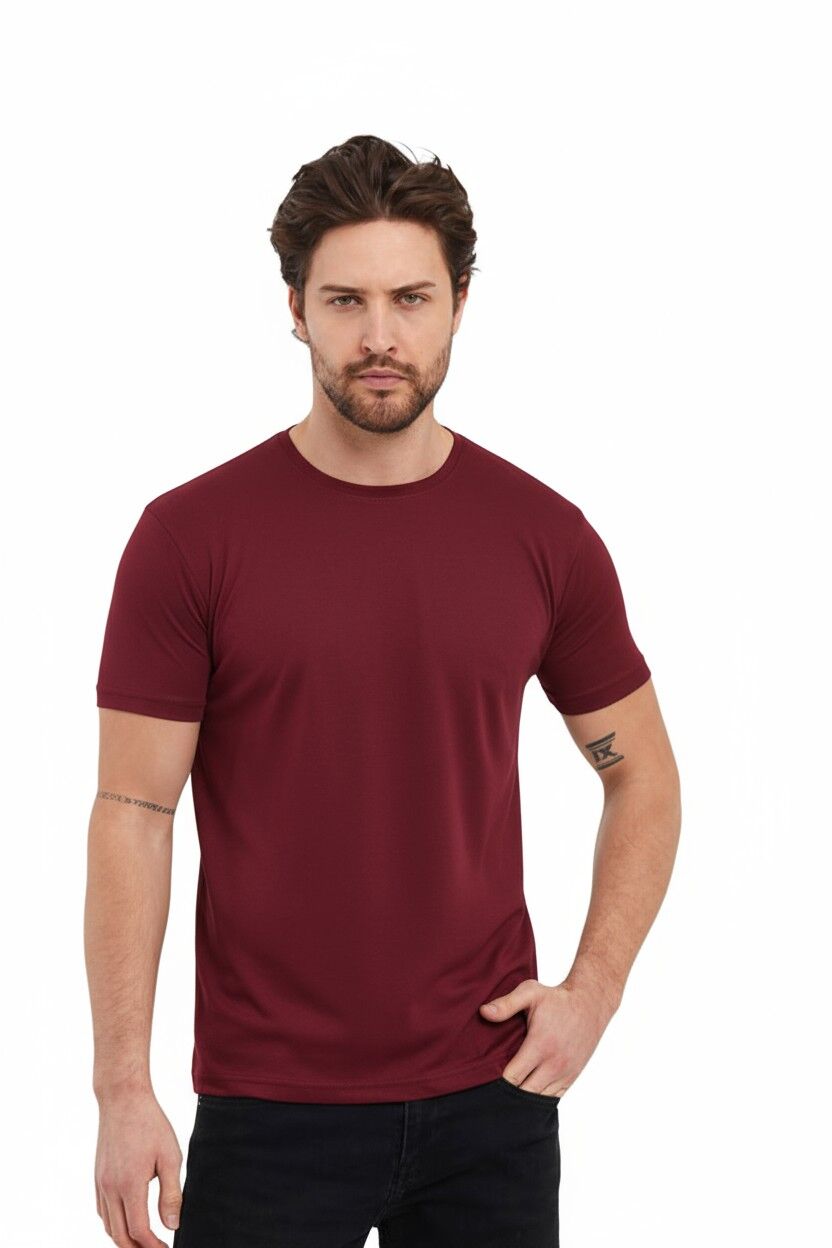 Bordo 0 Yaka T.F. Tişört