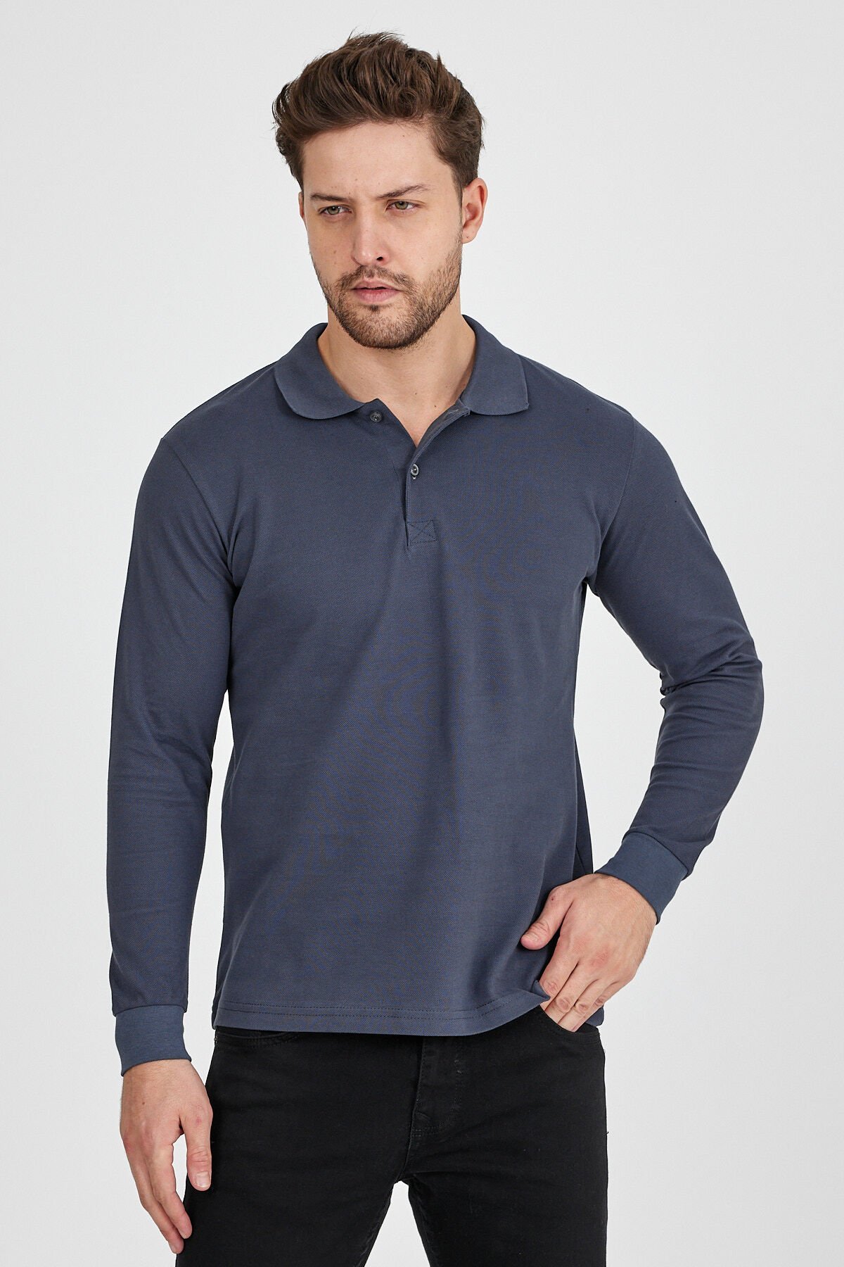 Füme Polo Uzun Kol Sweatshirt