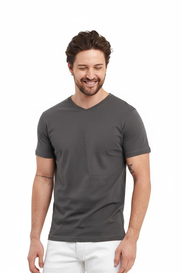 Füme V Yaka  Tişört