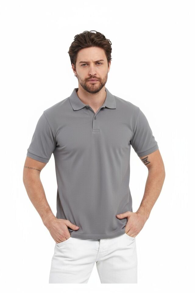 Gri Polo Yaka Tişört