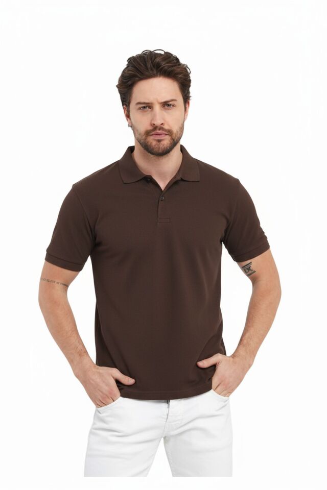 Kahverengi Polo Yaka Tişört