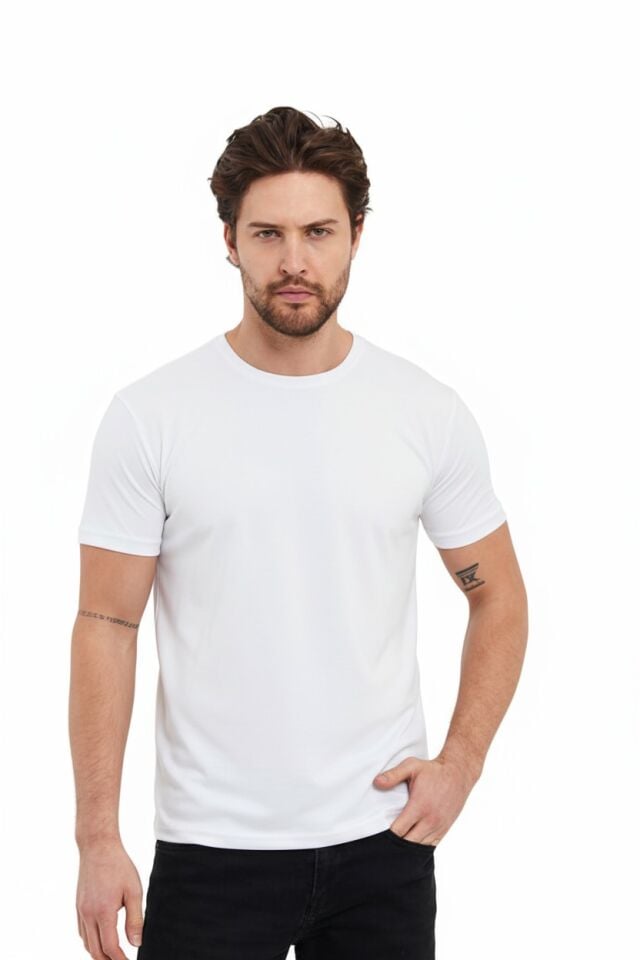 Kappa 0 Yaka Beyaz Tişört