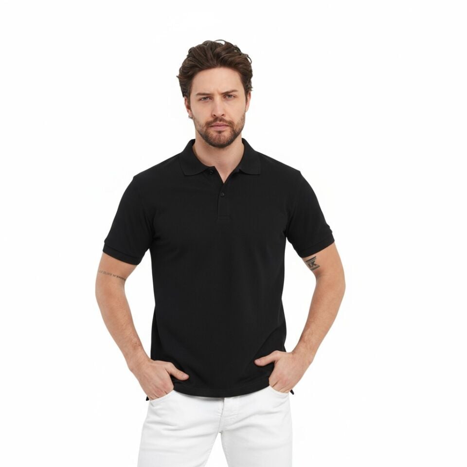 Kappa Polo Yaka Siyah Tişört