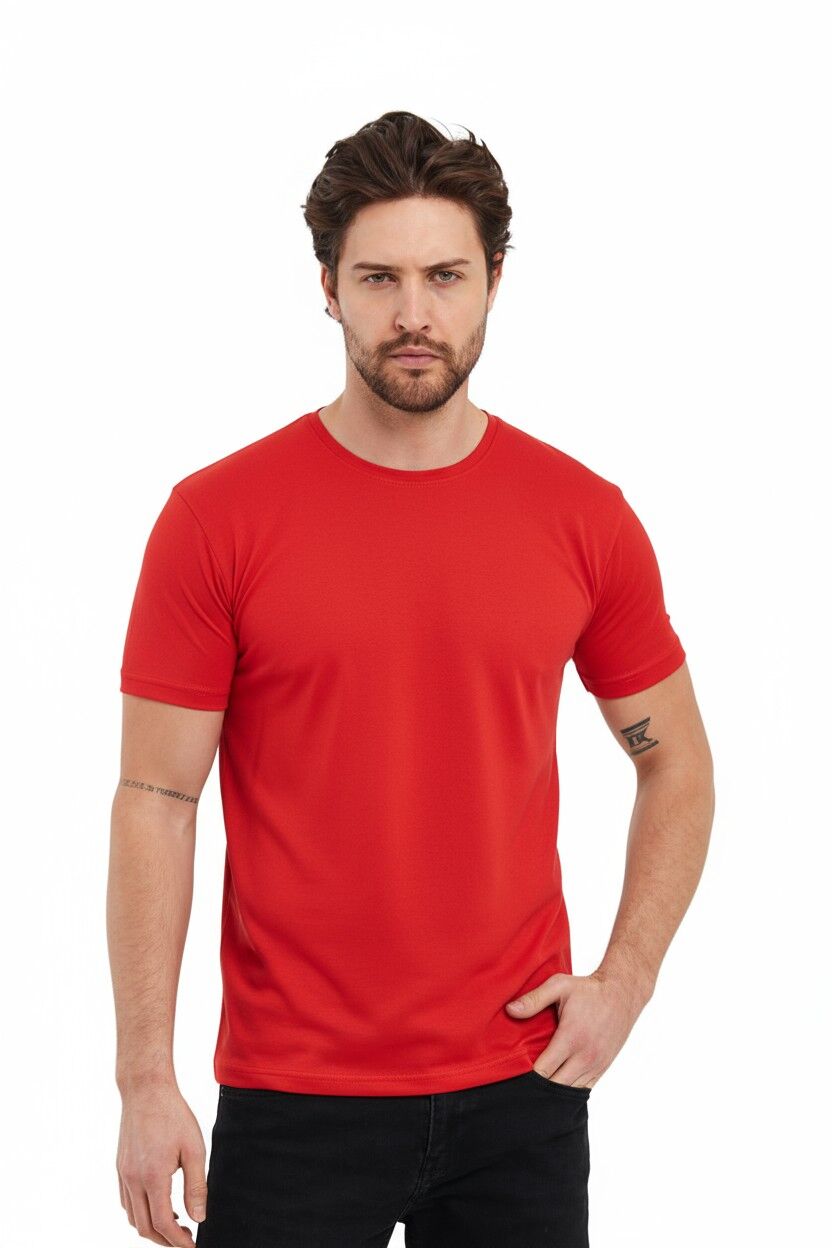 Kırmızı 0 Yaka  Tişört