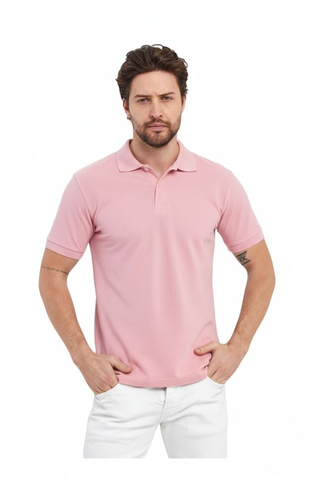 Pembe Polo Yaka Tişört
