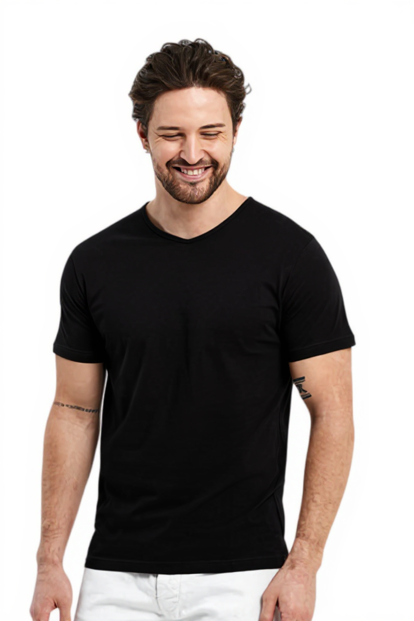 Siyah V Yaka  Tişört