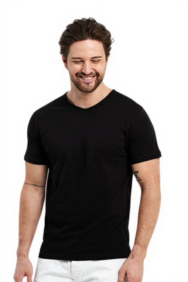 Siyah V Yaka  Tişört