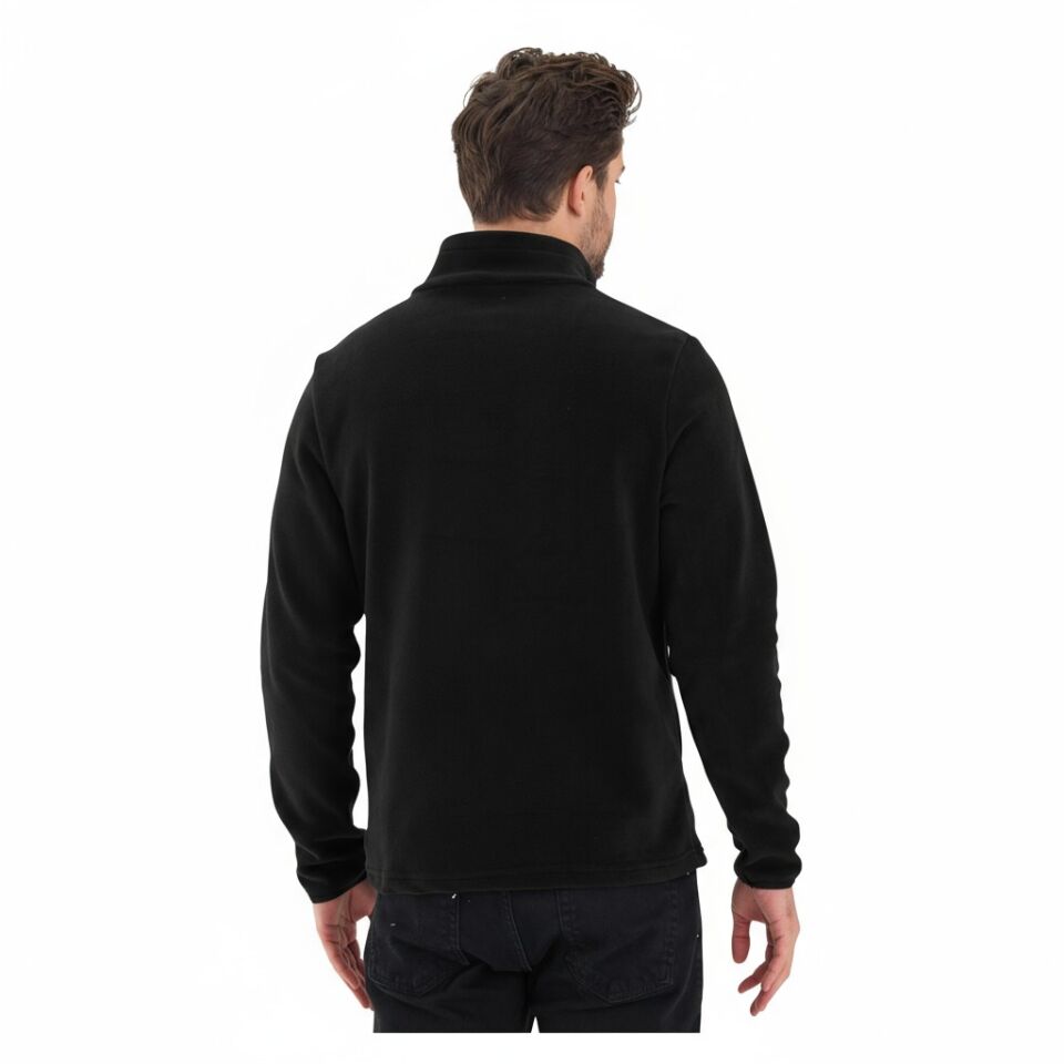 Siyah Yarım Fermuarlı Polar Sweatshirt