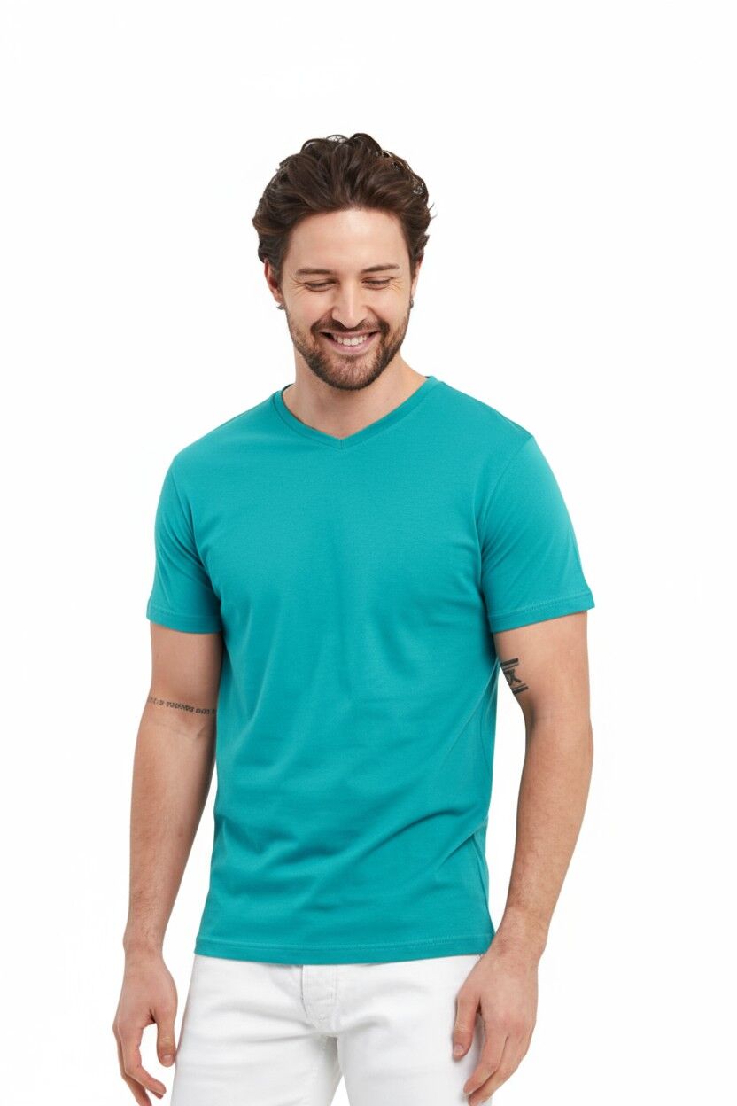 Turkuaz V Yaka  Tişört