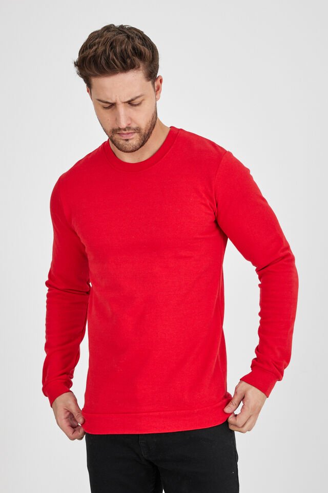 2 İplik Kırmızı 0 Yaka Sweatshirt