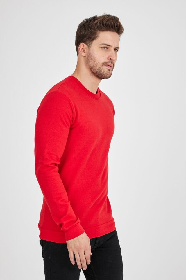 2 İplik Kırmızı 0 Yaka Sweatshirt