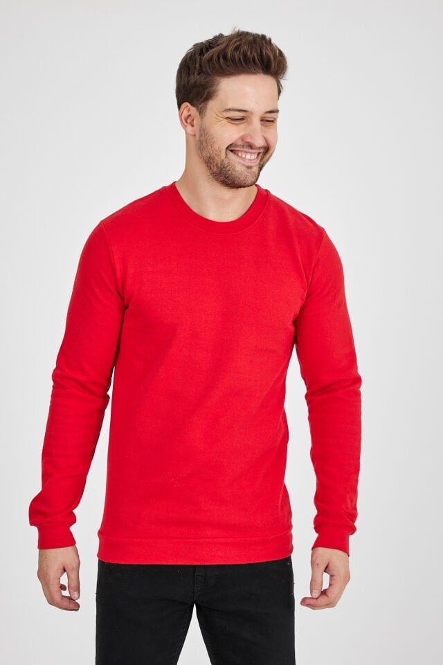 2 İplik Kırmızı 0 Yaka Sweatshirt