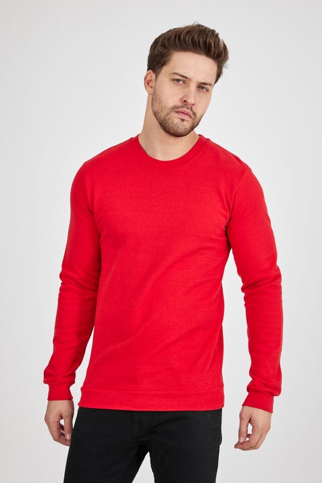 2 İplik Kırmızı 0 Yaka Sweatshirt