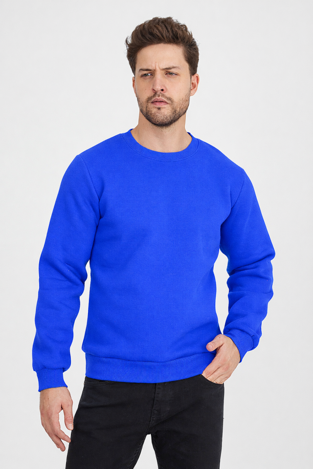 2 İplik Sax Mavi 0 Yaka Sweatshirt