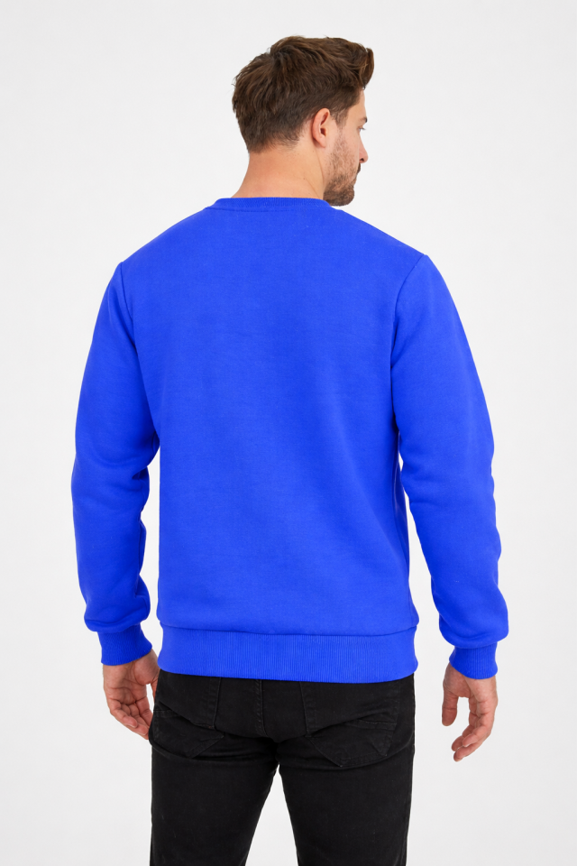 2 İplik Sax Mavi 0 Yaka Sweatshirt