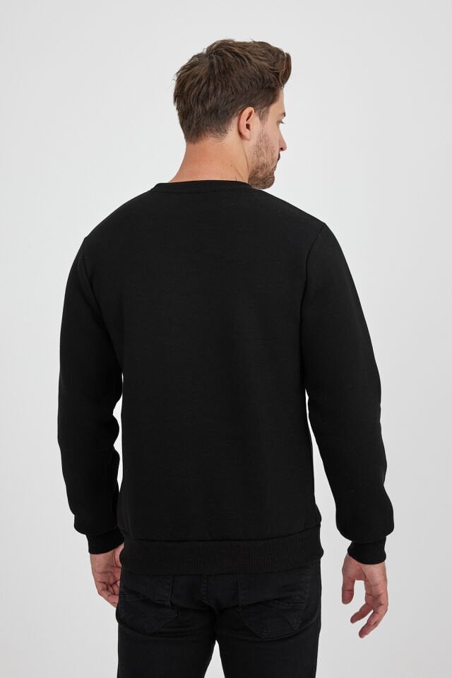 2 İplik Siyah 0 Yaka Sweatshirt