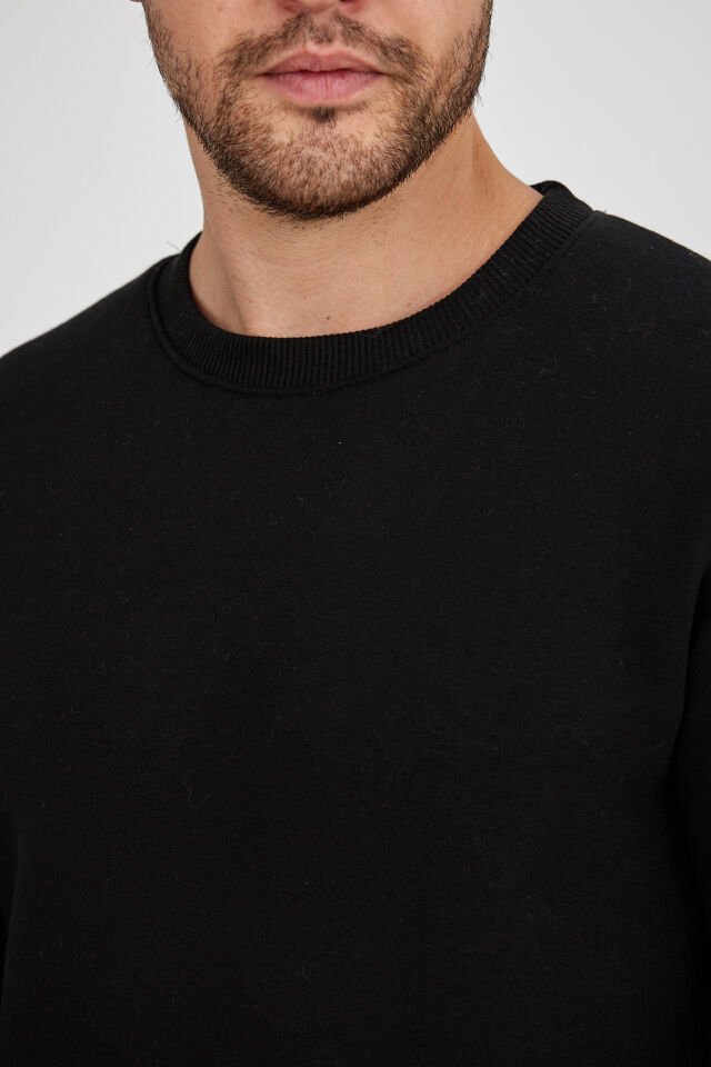 2 İplik Siyah 0 Yaka Sweatshirt