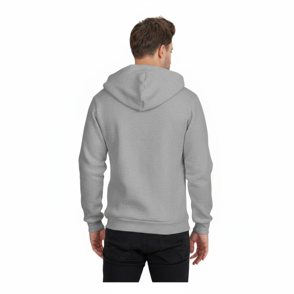 3 İplik Gri Kapşonlu Sweatshirt
