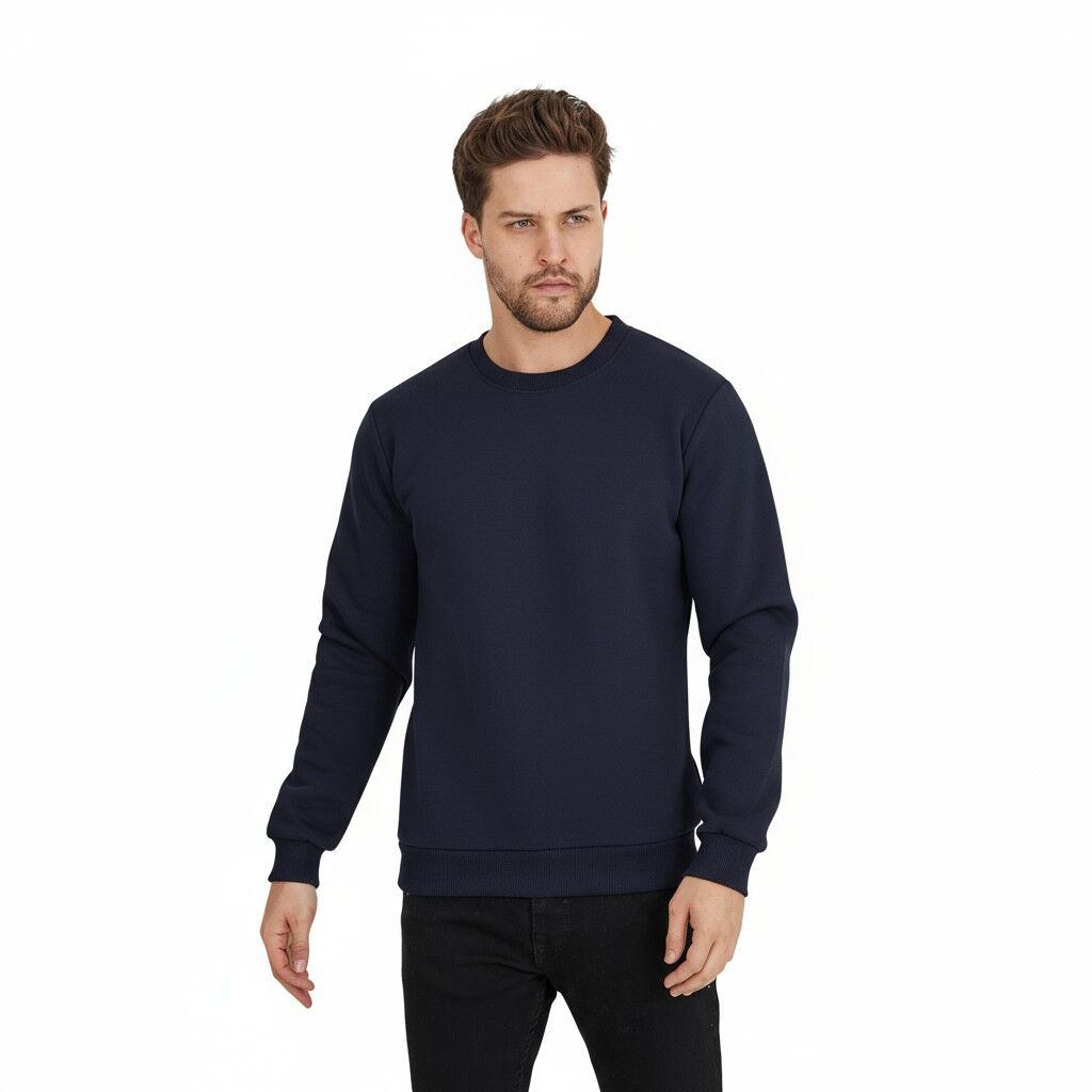 3 İplik Lacivert 0 Yaka Sweatshirt