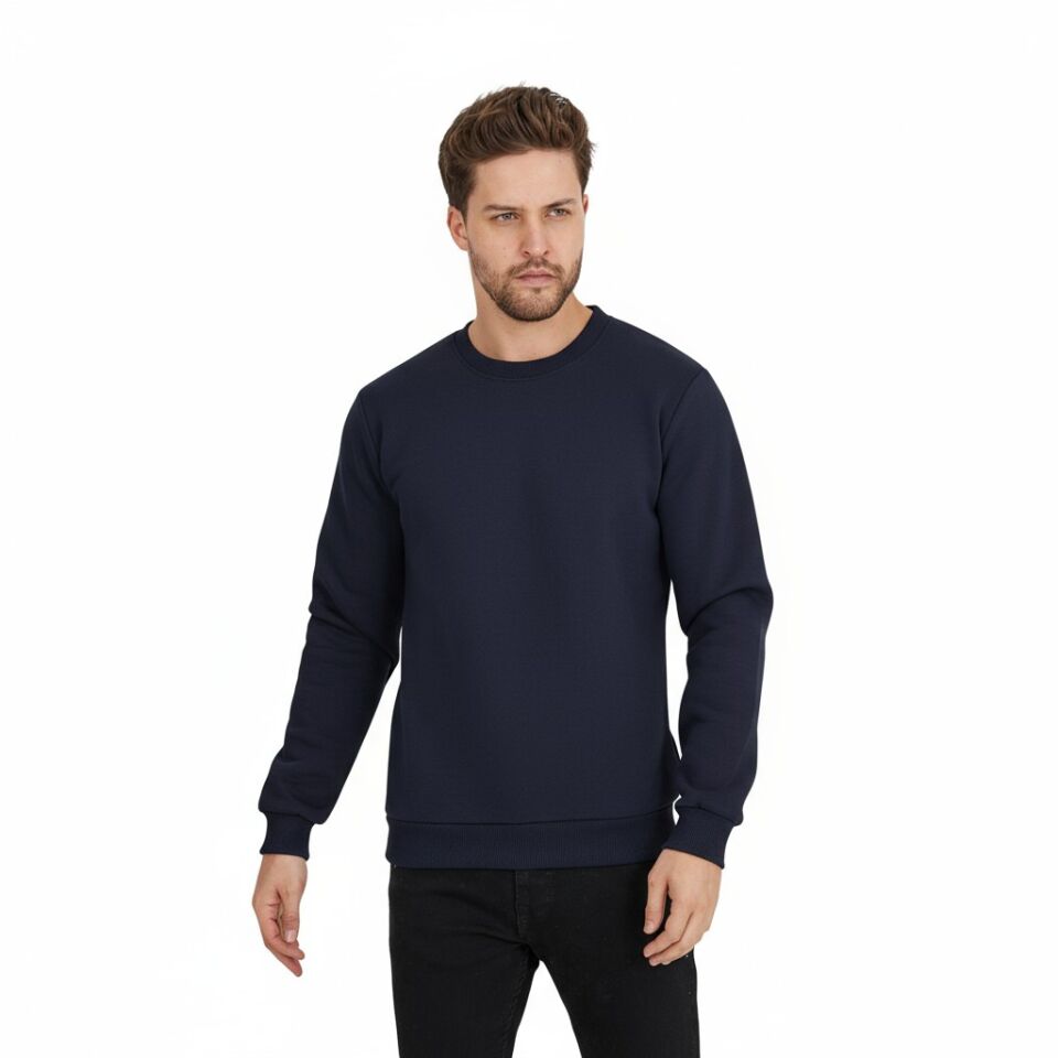 3 İplik Lacivert 0 Yaka Sweatshirt