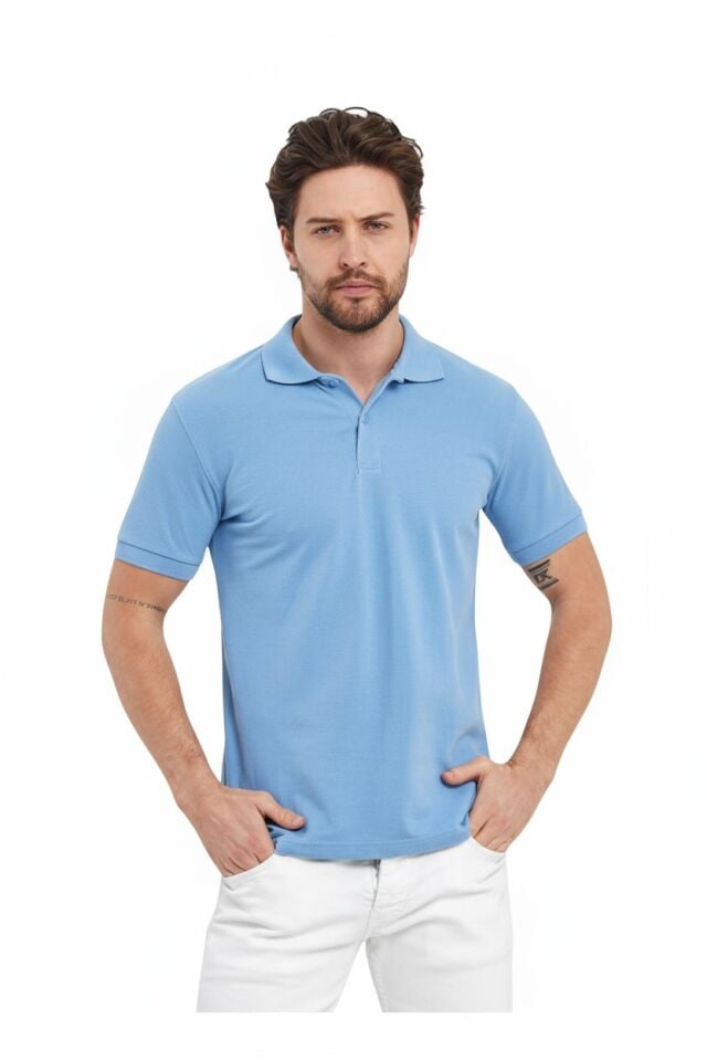 Açık Mavi Polo Yaka Tişört