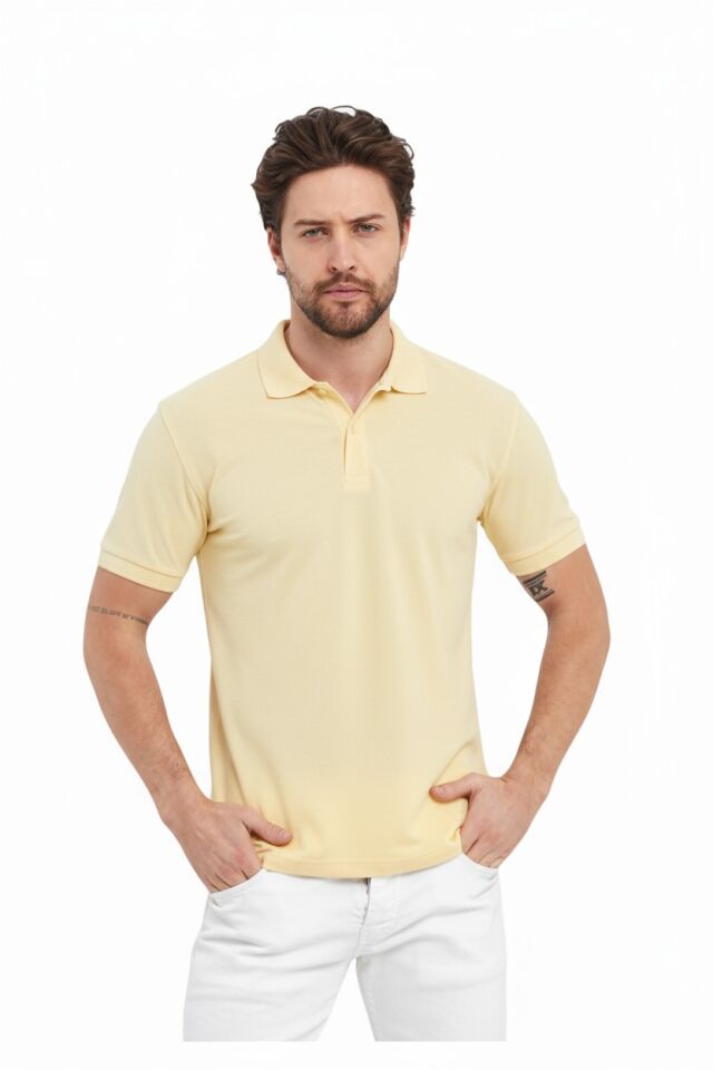 Açık Sarı Polo Yaka Tişört