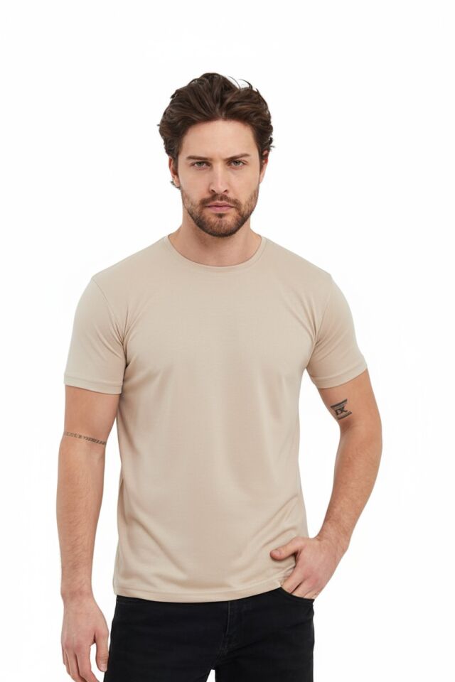 Bej Kappa 0 Yaka Tişört
