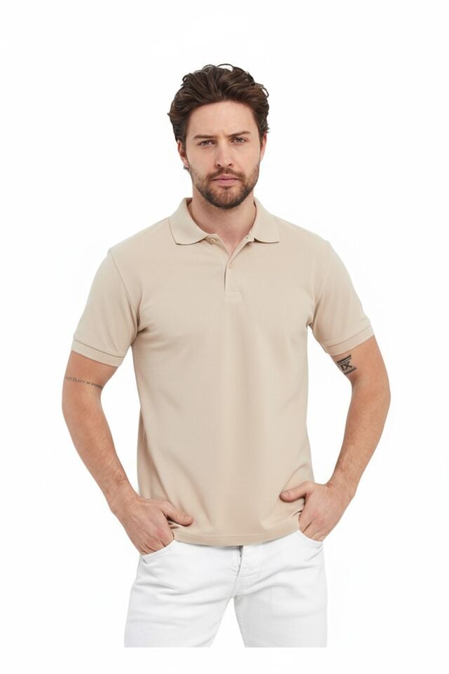 Bej Polo Yaka Tişört